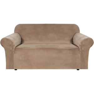 imageHVERSAILTEX Wingback Chair Covers Velvet Plush Wing Chair Slipcover 1 Piece High Stretch Wing Back Chair Slipcovers Sofa Cover Furniture Cover with Elastic Bottom CamelCamel