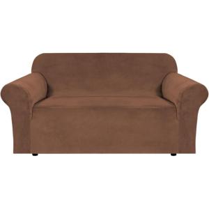 imageHVERSAILTEX Wingback Chair Covers Velvet Plush Wing Chair Slipcover 1 Piece High Stretch Wing Back Chair Slipcovers Sofa Cover Furniture Cover with Elastic Bottom CamelCaramel