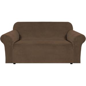 imageHVERSAILTEX Wingback Chair Covers Velvet Plush Wing Chair Slipcover 1 Piece High Stretch Wing Back Chair Slipcovers Sofa Cover Furniture Cover with Elastic Bottom CamelBronze Brown
