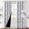 imageHVERSAILTEX 100 Blackout Curtains 84 inch Length 2 Panels Set Cattleya Floral Printed Drapes Leah Floral Thermal Curtains for Bedroom with Black Liner Sound Proof Curtains Grey and TaupeCamelliablack