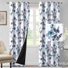 imageHVERSAILTEX 100 Blackout Curtains 84 inch Length 2 Panels Set Cattleya Floral Printed Drapes Leah Floral Thermal Curtains for Bedroom with Black Liner Sound Proof Curtains Grey and TaupeCattleya  GreyBlue