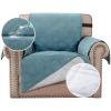 imageHVERSAILTEX 100 Waterproof Sofa Slipcover Washable Armchair Cover NonSlip Furniture Protector for Living Room Couch Cover for Pets Chair Cover with Puppy Paw Silicone Backing Armchair BlackSmoke Blue