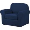 imageHVERSAILTEX 2 Piece Stretch Stylish Furniture CoverProtector Chair Covers for Living Room Soft with Elastic Bottom for Kids Spandex Jacquard Fabric Small ChecksChair BlackNavy