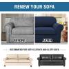 imageHVERSAILTEX 2 Piece Stretch Stylish Furniture CoverProtector Chair Covers for Living Room Soft with Elastic Bottom for Kids Spandex Jacquard Fabric Small ChecksChair BlackNavy