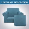 imageHVERSAILTEX 2 Piece Stretch Stylish Furniture CoverProtector Chair Covers for Living Room Soft with Elastic Bottom for Kids Spandex Jacquard Fabric Small ChecksChair BlackStorm Blue