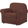 imageHVERSAILTEX 2 Piece Stretch Stylish Furniture CoverProtector Chair Covers for Living Room Soft with Elastic Bottom for Kids Spandex Jacquard Fabric Small ChecksChair BlackBurnt Brick