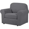 imageHVERSAILTEX 2 Piece Stretch Stylish Furniture CoverProtector Chair Covers for Living Room Soft with Elastic Bottom for Kids Spandex Jacquard Fabric Small ChecksChair BlackGrey