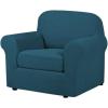 imageHVERSAILTEX 2 Piece Stretch Stylish Furniture CoverProtector Chair Covers for Living Room Soft with Elastic Bottom for Kids Spandex Jacquard Fabric Small ChecksChair BlackDeep Teal