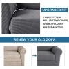 imageHVERSAILTEX 2 Piece Stretch Stylish Furniture CoverProtector Chair Covers for Living Room Soft with Elastic Bottom for Kids Spandex Jacquard Fabric Small ChecksChair BlackGrey