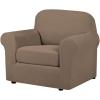 imageHVERSAILTEX 2 Piece Stretch Stylish Furniture CoverProtector Chair Covers for Living Room Soft with Elastic Bottom for Kids Spandex Jacquard Fabric Small ChecksChair BlackMacchiato