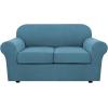 imageHVERSAILTEX 2 Piece Stretch Stylish Furniture CoverProtector Chair Covers for Living Room Soft with Elastic Bottom for Kids Spandex Jacquard Fabric Small ChecksChair BlackStorm Blue