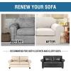 imageHVERSAILTEX 2 Piece Stretch Stylish Furniture CoverProtector Chair Covers for Living Room Soft with Elastic Bottom for Kids Spandex Jacquard Fabric Small ChecksChair BlackIvory