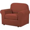 imageHVERSAILTEX 2 Piece Stretch Stylish Furniture CoverProtector Chair Covers for Living Room Soft with Elastic Bottom for Kids Spandex Jacquard Fabric Small ChecksChair BlackRust
