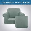 imageHVERSAILTEX 2 Piece Stretch Stylish Furniture CoverProtector Chair Covers for Living Room Soft with Elastic Bottom for Kids Spandex Jacquard Fabric Small ChecksChair BlackSage