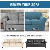 imageHVERSAILTEX 2 Piece Stretch Stylish Furniture CoverProtector Chair Covers for Living Room Soft with Elastic Bottom for Kids Spandex Jacquard Fabric Small ChecksChair BlackStorm Blue