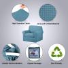 imageHVERSAILTEX 2 Piece Stretch Stylish Furniture CoverProtector Chair Covers for Living Room Soft with Elastic Bottom for Kids Spandex Jacquard Fabric Small ChecksChair BlackStorm Blue