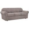 imageHVERSAILTEX 2 Piece Stretch Stylish Furniture CoverProtector Chair Covers for Living Room Soft with Elastic Bottom for Kids Spandex Jacquard Fabric Small ChecksChair BlackTaupe