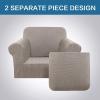 imageHVERSAILTEX 2 Piece Stretch Stylish Furniture CoverProtector Chair Covers for Living Room Soft with Elastic Bottom for Kids Spandex Jacquard Fabric Small ChecksChair BlackTaupe