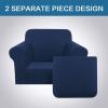 imageHVERSAILTEX 2 Piece Stretch Stylish Furniture CoverProtector Chair Covers for Living Room Soft with Elastic Bottom for Kids Spandex Jacquard Fabric Small ChecksChair BlackNavy
