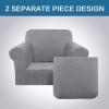 imageHVERSAILTEX 2 Piece Stretch Stylish Furniture CoverProtector Chair Covers for Living Room Soft with Elastic Bottom for Kids Spandex Jacquard Fabric Small ChecksChair BlackDove