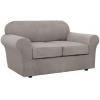 imageHVERSAILTEX 2 Piece Stretch Stylish Furniture CoverProtector Chair Covers for Living Room Soft with Elastic Bottom for Kids Spandex Jacquard Fabric Small ChecksChair BlackTaupe