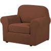 imageHVERSAILTEX 2 Piece Stretch Stylish Furniture CoverProtector Chair Covers for Living Room Soft with Elastic Bottom for Kids Spandex Jacquard Fabric Small ChecksChair BlackCaramel