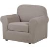 imageHVERSAILTEX 2 Piece Stretch Stylish Furniture CoverProtector Chair Covers for Living Room Soft with Elastic Bottom for Kids Spandex Jacquard Fabric Small ChecksChair BlackTaupe