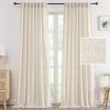 imageHVERSAILTEX Linen Curtains 108 Inch Length 2 Panels Set Thick Window Drape Semi Sheer Light Filtering Rod Pocket Back Tab Pinch Pleated Treatment Neutral Farmhouse Living Room 52x108Natural WhiteIvory
