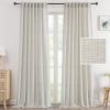 imageHVERSAILTEX Linen Curtains 108 Inch Length 2 Panels Set Thick Window Drape Semi Sheer Light Filtering Rod Pocket Back Tab Pinch Pleated Treatment Neutral Farmhouse Living Room 52x108Natural WhitePale Oak