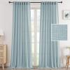 imageHVERSAILTEX Linen Curtains 108 Inch Length 2 Panels Set Thick Window Drape Semi Sheer Light Filtering Rod Pocket Back Tab Pinch Pleated Treatment Neutral Farmhouse Living Room 52x108Natural WhiteCloud Blue