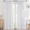 imageHVERSAILTEX Linen Curtains 108 Inch Length 2 Panels Set Thick Window Drape Semi Sheer Light Filtering Rod Pocket Back Tab Pinch Pleated Treatment Neutral Farmhouse Living Room 52x108Natural WhiteNatural White
