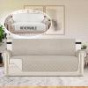 imageHVERSAILTEX Loveseat Couch Cover Reversible Couch Covers for 2 Cushion Couch Water Resistant Furniture Protector Cover with Elastic Strap for Pets KidsLoveseat GreyBeigePale OakBeige