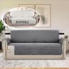 imageHVERSAILTEX Loveseat Couch Cover Reversible Couch Covers for 2 Cushion Couch Water Resistant Furniture Protector Cover with Elastic Strap for Pets KidsLoveseat GreyBeigeGreyBeige
