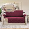 imageHVERSAILTEX Loveseat Couch Cover Reversible Couch Covers for 2 Cushion Couch Water Resistant Furniture Protector Cover with Elastic Strap for Pets KidsLoveseat GreyBeigeRedTan