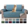 imageHVERSAILTEX Loveseat Couch Cover Reversible Couch Covers for 2 Cushion Couch Water Resistant Furniture Protector Cover with Elastic Strap for Pets KidsLoveseat GreyBeigeCameo BlueBeige