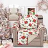 imageHVERSAILTEX Loveseat Couch Cover Reversible Couch Covers for 2 Cushion Couch Water Resistant Furniture Protector Cover with Elastic Strap for Pets KidsLoveseat GreyBeigeRed PoinsettiaBeige