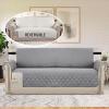 imageHVERSAILTEX Loveseat Couch Cover Reversible Couch Covers for 2 Cushion Couch Water Resistant Furniture Protector Cover with Elastic Strap for Pets KidsLoveseat GreyBeigeLight GreyBeige