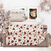 imageHVERSAILTEX Loveseat Couch Cover Reversible Couch Covers for 2 Cushion Couch Water Resistant Furniture Protector Cover with Elastic Strap for Pets KidsLoveseat GreyBeigeRed PoinsettiaBeige