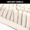 imageHVERSAILTEX Navy Blue Bath Rug Bath Mat Non Slip Bath Mats for Bathroom Floor Bathroom Rug Extra Thick Chenille Rug 17quot x 24quot Absorbent Soft Shaggy Washable Dry Fast Plush Rugs for BathtubsIvory