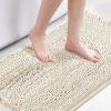 imageHVERSAILTEX Navy Blue Bath Rug Bath Mat Non Slip Bath Mats for Bathroom Floor Bathroom Rug Extra Thick Chenille Rug 17quot x 24quot Absorbent Soft Shaggy Washable Dry Fast Plush Rugs for BathtubsIvory