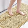 imageHVERSAILTEX Navy Blue Bath Rug Bath Mat Non Slip Bath Mats for Bathroom Floor Bathroom Rug Extra Thick Chenille Rug 17quot x 24quot Absorbent Soft Shaggy Washable Dry Fast Plush Rugs for BathtubsBeige