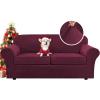 imageHVERSAILTEX Real Velvet Plush 3 Piece Stretch Sofa Covers Couch Covers for 2 Cushion Couch Loveseat Covers Width Up to 72 Inch Feature Thick Soft Stay in Place Medium Sofa GreyWineBurgundy