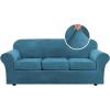 imageHVERSAILTEX Real Velvet Plush 3 Piece Stretch Sofa Covers Couch Covers for 2 Cushion Couch Loveseat Covers Width Up to 72 Inch Feature Thick Soft Stay in Place Medium Sofa GreyPeacock Blue