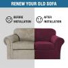 imageHVERSAILTEX Real Velvet Plush 3 Piece Stretch Sofa Covers Couch Covers for 2 Cushion Couch Loveseat Covers Width Up to 72 Inch Feature Thick Soft Stay in Place Medium Sofa GreyWineBurgundy