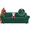 imageHVERSAILTEX Real Velvet Plush 3 Piece Stretch Sofa Covers Couch Covers for 2 Cushion Couch Loveseat Covers Width Up to 72 Inch Feature Thick Soft Stay in Place Medium Sofa GreyGreen