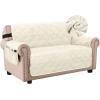 imageHVERSAILTEX Thick Velvet Loveseat Cover Soft Couch Cover for 2 Cushion Cover Washable Furniture Protector for Dogs NonSlip Sofa Slipcover Fit Sitting Width Up to 54quotLoveseat LodenIvory
