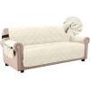 imageHVERSAILTEX Thick Velvet Loveseat Cover Soft Couch Cover for 2 Cushion Cover Washable Furniture Protector for Dogs NonSlip Sofa Slipcover Fit Sitting Width Up to 54quotLoveseat LodenIvory