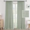imageHVERSAILTEX Linen Curtains 108 Inch Length 2 Panels Set Thick Window Drape Semi Sheer Light Filtering Rod Pocket Back Tab Pinch Pleated Treatment Neutral Farmhouse Living Room 52x108Natural WhiteGreen Bay