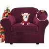 imageHVERSAILTEX Real Velvet Plush 3 Piece Stretch Sofa Covers Couch Covers for 2 Cushion Couch Loveseat Covers Width Up to 72 Inch Feature Thick Soft Stay in Place Medium Sofa GreyWineBurgundy