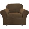 imageHVERSAILTEX Real Velvet Plush 3 Piece Stretch Sofa Covers Couch Covers for 2 Cushion Couch Loveseat Covers Width Up to 72 Inch Feature Thick Soft Stay in Place Medium Sofa GreyBronze Brown